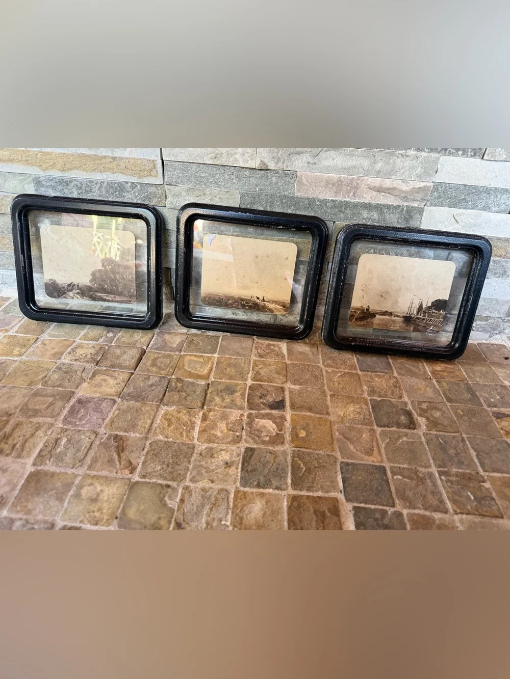 Black Rustic Floating landscape Glass Picture Frame - Home Accents